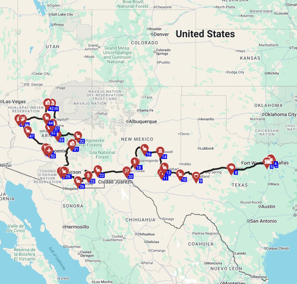 historic route 66 and red rock rv itinerary